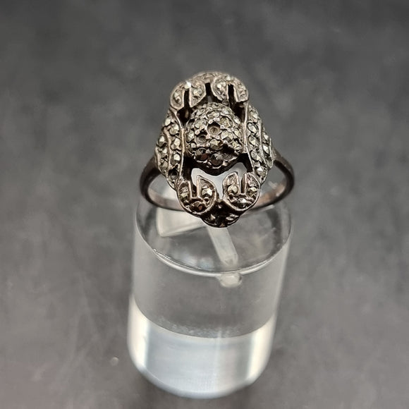 Vintage Sterling silver Marcasite Art Deco Style Ring Size M