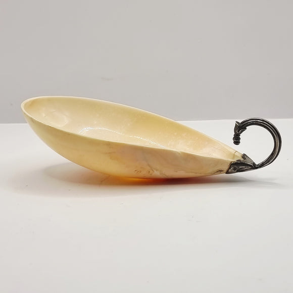 Antique Rare Continental Large Mussel Feeder with Silver Handle