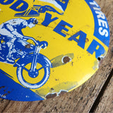 Goodyear Motor Cycle Tyres round enamel sign