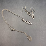 Vintage Silver Celtic Pattern Set Pendant and Earrings.