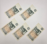 Bank of England Five Consecutive One Pound Banknotes