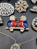 Collection Joblot Costume Jewellery Enamel Marcasite Brooches Pendant Animals