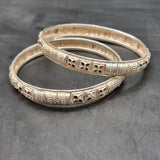 Pair of Vintage Silver and Enamel Eastern Bangles