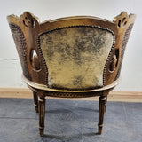 Pair of Antique Bergere Tub Shaped Gltwood French Chairs