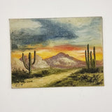 Vintage Miniature Landscape Oil on board by Jean E. Turner (Boughton) Phoenix Valley Desert