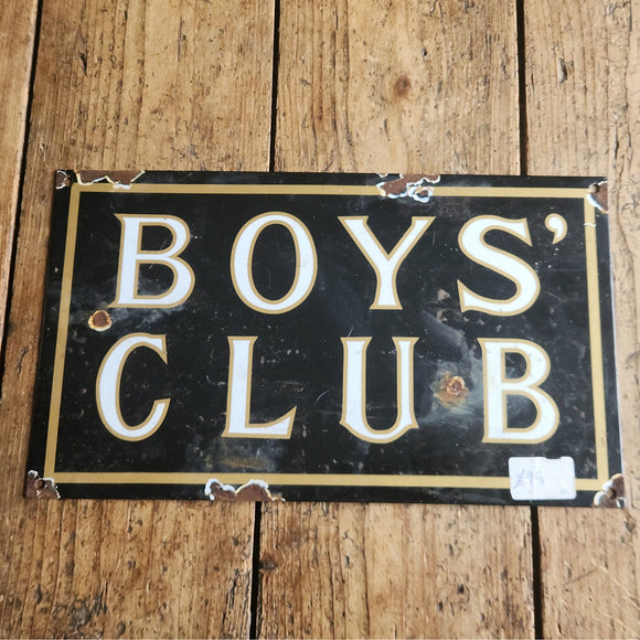 'Boys' Club titled Enamel Wall Sign