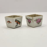 Antique Pair of Cantonese 19th Century Chinese Salt Pots or Bird feeders.