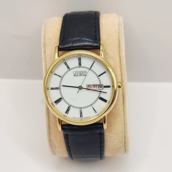 Citizen Eco-Drive Gold Tone Day-Date Gents Quartz Wristwatch