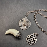 Three Silver Vintage Pendants. Two of Celtic Design, another Tooth Design