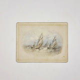 Pair of Vintage Watercolour On Board of Sailing Ships by F. Norie