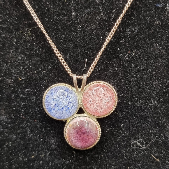 Vintage Silver Coloured Glass Pendant 3 Circles or Clover Shape