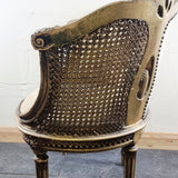 Pair of Antique Bergere Tub Shaped Gltwood French Chairs