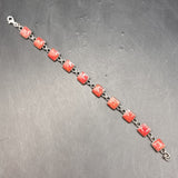 Three Silver Vintage Bracelets. Red Stone. Love Heart Locket Padlock.