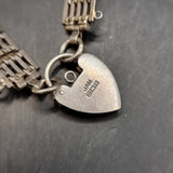 Three Silver Vintage Bracelets. Red Stone. Love Heart Locket Padlock.