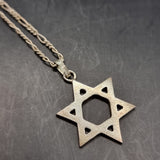 Vintage Enamel Silver Star of David Pendant on Silver Necklace