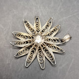 Two Vintage Silver Flower Pendants with a Silver Plated Brooch