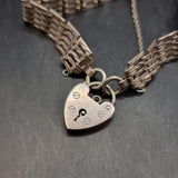 Three Silver Vintage Bracelets. Red Stone. Love Heart Locket Padlock.