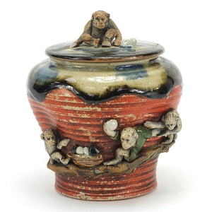 Japanese Sumida Gawa Lidded Jar