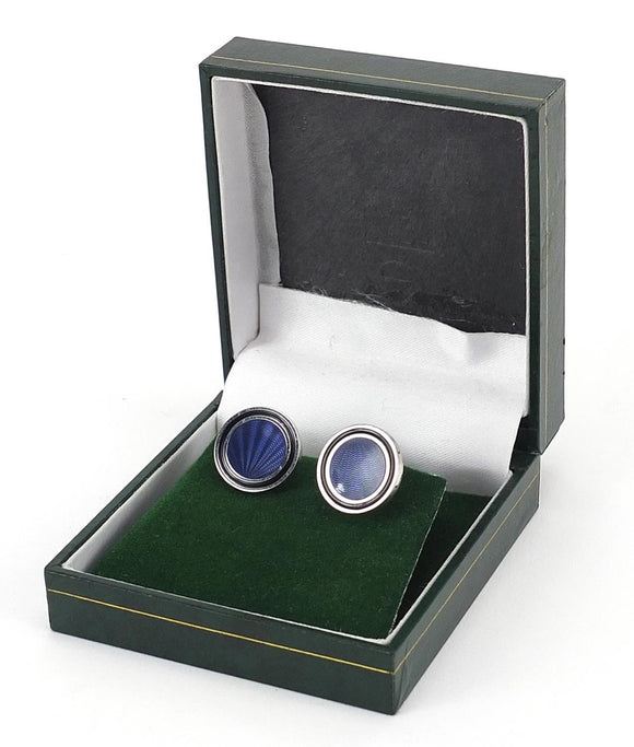 Pair of Dunhill Silver and Enamel Cufflinks
