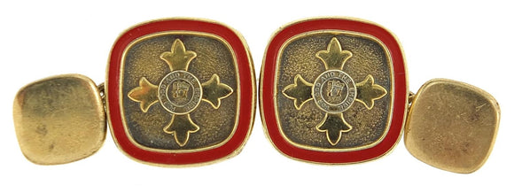 Pair of Enamel and Silver OBE Cufflinks