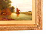 Norfolk Barges 19th Century Oil On Canvas - Attrells
