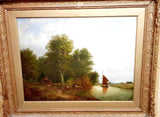 Norfolk Barges 19th Century Oil On Canvas - Attrells