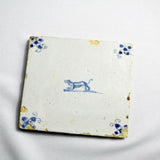 17th/18th Century Delft Blue & White Tile with Dog - Attrells