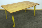 1960/70s Hairpin Legged Table With Later Pitch Pine Top - Attrells