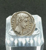 Roman Rare Silver Augustus Caesar Denarius Spanish Mint Wreath Reverse Coin - Attrells