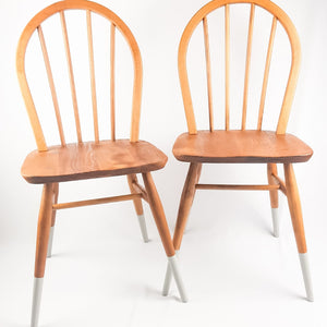 Pair of Ercol 2056 Windsor Chairs with Grey Legs