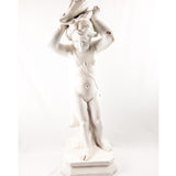 Antique French terracotta statue of Putti with Conch.