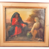 19th Century Oil on Canvas Double Sided Shepard. Jesus and Mary Magdalene