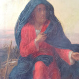 19th Century Oil on Canvas Double Sided Shepard. Jesus and Mary Magdalene