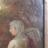 19th Century Oil on Canvas Double Sided Shepard. Jesus and Mary Magdalene