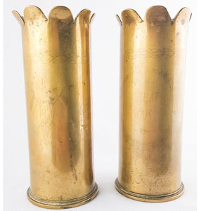 WW1 Trench Art 1918 Pair of Shells