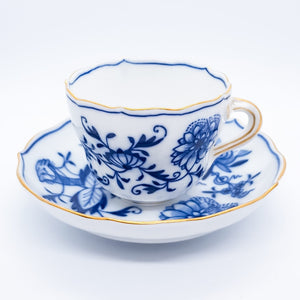 Meissen Onion Floral Pattern Cup and Saucer