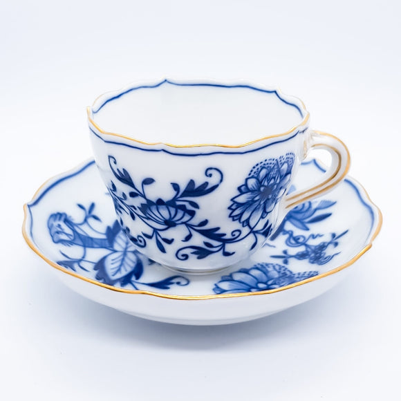 Meissen Onion Floral Pattern Cup and Saucer