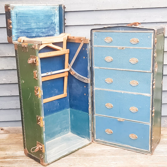 Antique Travel/ Steamer Trunk Wardrobe. Attrells