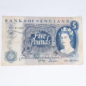 1960s Five Pound British Banknote