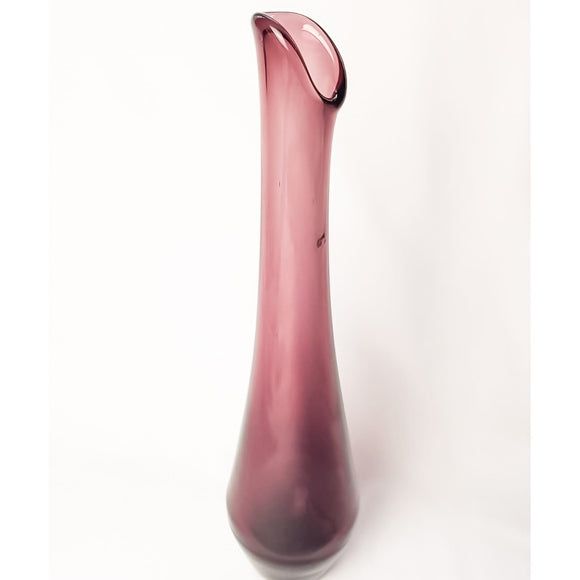 Plum Coloured Bottle Glass Vase.
