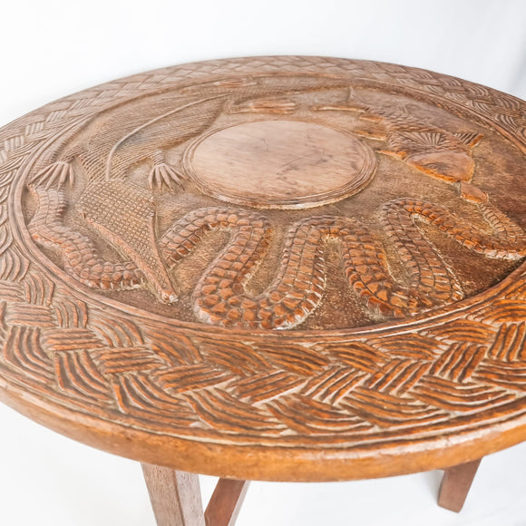 Carved Nigerian African Vintage Table