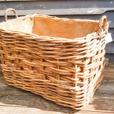 Large Wicker Log Basket on Wheels