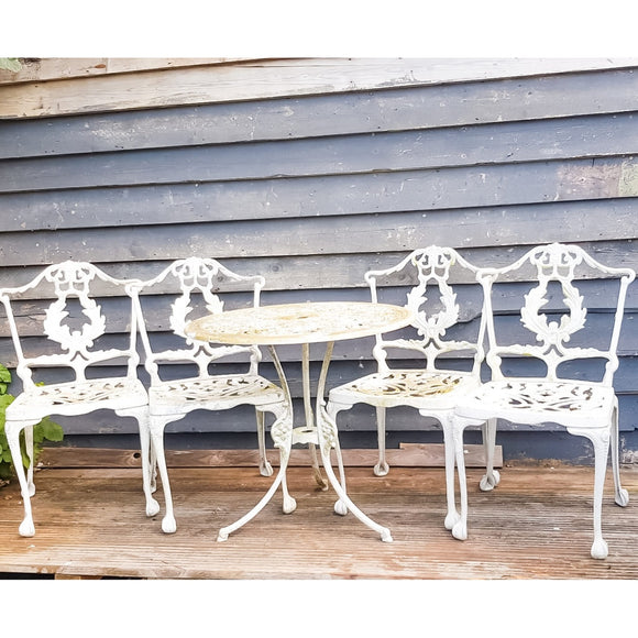 Aluminium Vintage White Painted Five Piece Patio Set