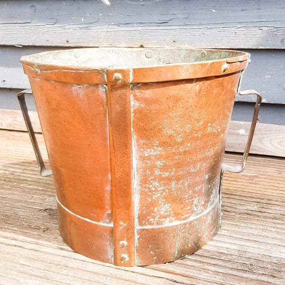 Arts and Crafts Art Nouveau Hammered Copper Coal Bucket