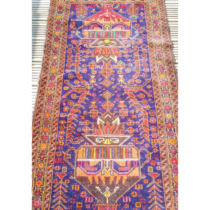 2.8m long Antique Afghan Runner Rug