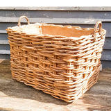 Large Wicker Log Basket on Wheels