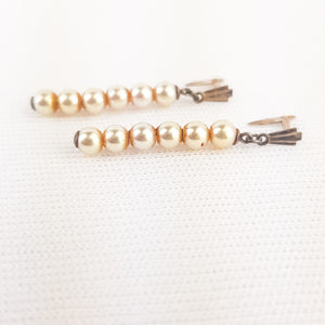 Art Deco 1920s Silver, Faux Pearl Drop Earrings