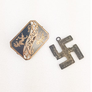 Thailand silver brooch/ pendant and vintage peace pendant