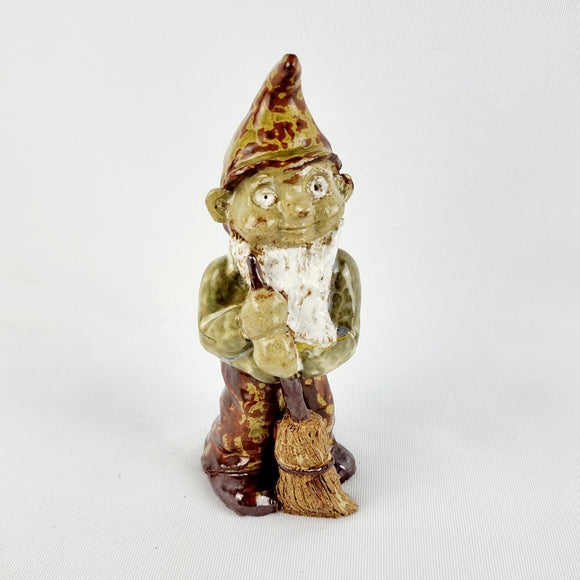 Vintage Garden Gnome with a Broom