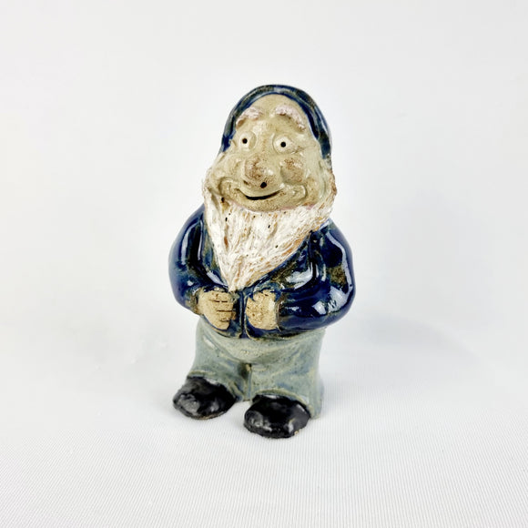 Vintage Glazed Pottery Dwarf Blue and Grey